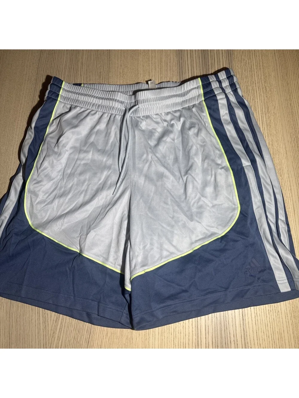 Adidas Men's Own The Run Shorts Gray Blue Neon Green Accent Athletic Size XL